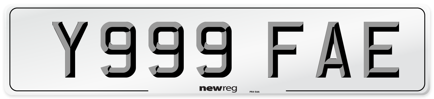 Y999 FAE Number Plate from New Reg